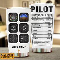 Personalized Pilot Nutritional Facts Tumbler