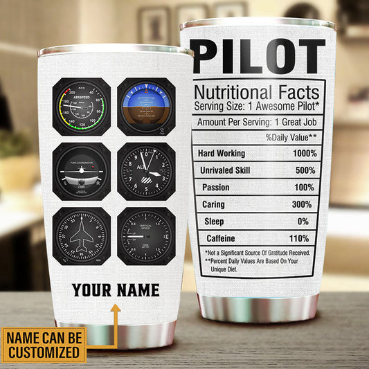 Personalized Pilot Nutritional Facts Tumbler