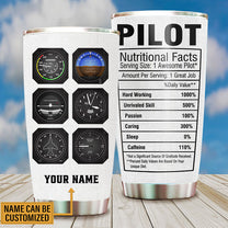 Personalized Pilot Nutritional Facts Tumbler