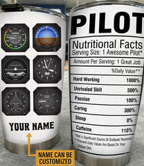 Personalized Pilot Nutritional Facts Tumbler