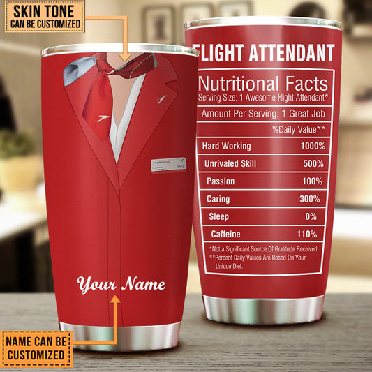 Personalized Flight Attendant Nutritional Facts Tumbler