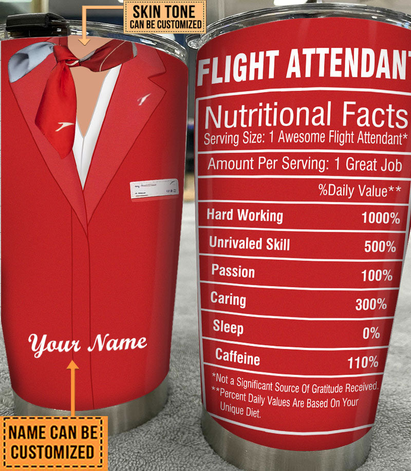Personalized Flight Attendant Nutritional Facts Tumbler