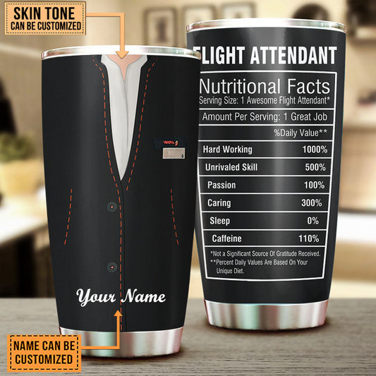 Personalized Flight Attendant Nutritional Facts Tumbler