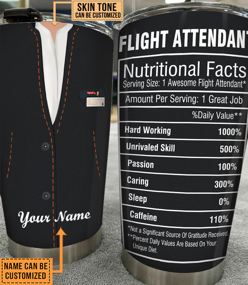 Personalized Flight Attendant Nutritional Facts Tumbler