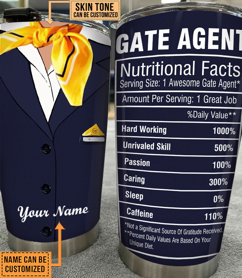 Personalized Gate Agent Nutritional Facts Tumbler