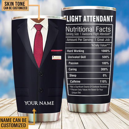 Personalized Flight Attendant Nutritional Facts Tumbler