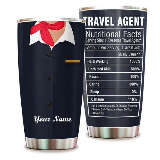 Personalized Travel Agent Nutritional Facts Tumbler
