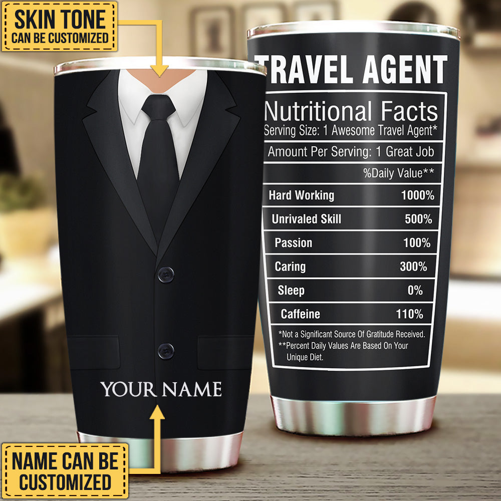Personalized Travel Agent Nutritional Facts Tumbler