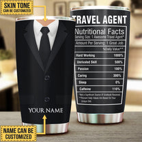 Personalized Travel Agent Nutritional Facts Tumbler