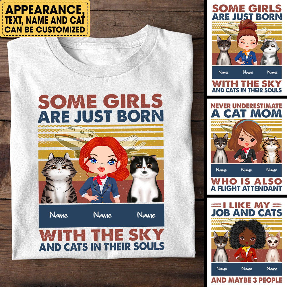 Flight Attendants Love Cats - Personalized Flight Attendant Shirt