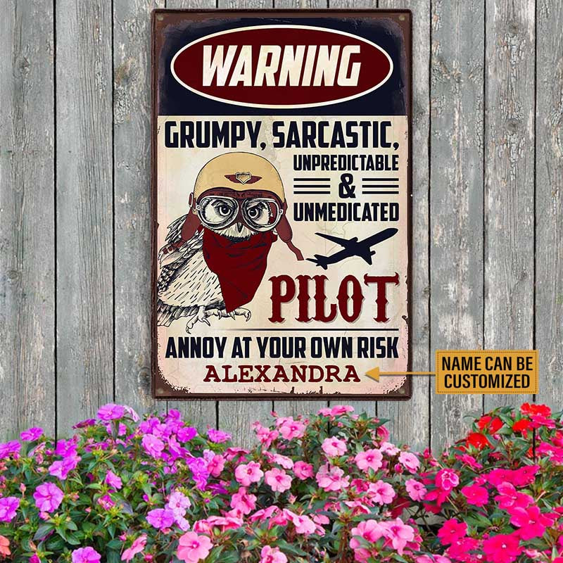 Personalized  Pilot Warning Metal Sign