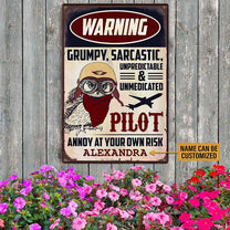 Personalized  Pilot Warning Metal Sign