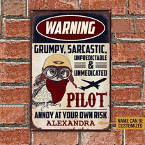 Personalized  Pilot Warning Metal Sign