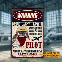 Personalized  Pilot Warning Metal Sign