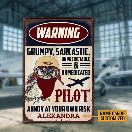 Personalized  Pilot Warning Metal Sign