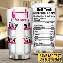 Personalized Nail Artist Nutritional Facts Tumbler