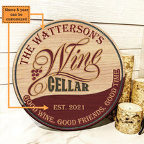 Personalized Wine Cellar Wood Round Sign