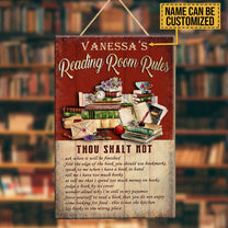 Personalized Reading Room Rules Pallet Wood Rectangle Sign