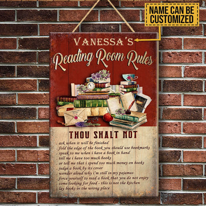 Personalized Reading Room Rules Pallet Wood Rectangle Sign