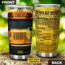Personalized School Bus Driver Nutritional Facts Tumbler