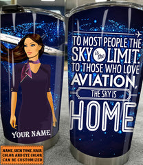 Personalized The Sky Is Home Flight Attendant Tumbler