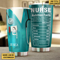 Personalized Nurse Nutritional Facts Tumbler