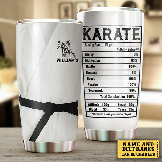 Personalized Karate Nutritional Facts Tumbler