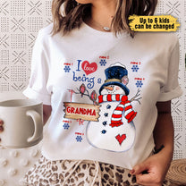 I Love Being Grandma - Personalized Christmas Shirt