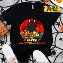 Personalized Happy Hallothanksmas Cat Shirt