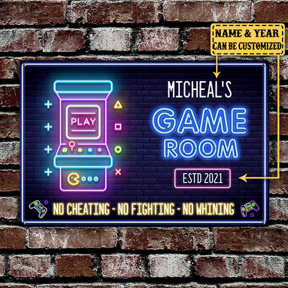 Personalized Game Room Metal Sign
