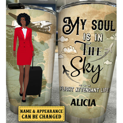 Personalized My Soul Is In The Sky Flight Attendant Life Tumbler