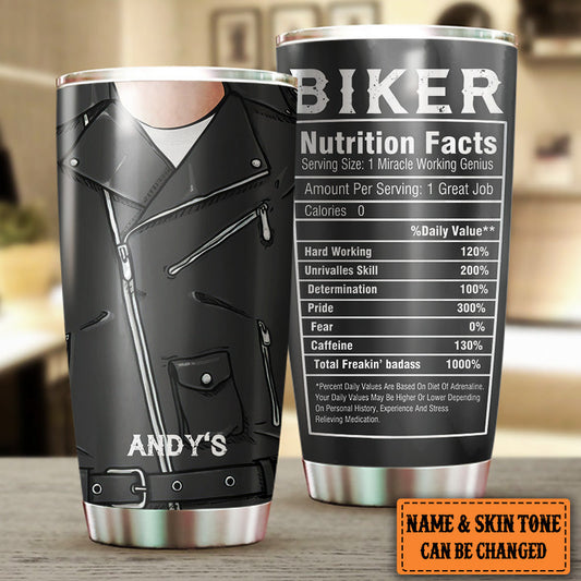 Personalized Biker Nutritional Facts Tumbler