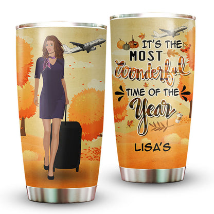 Personalized It's The Most Wonderful Time Of The Year Flight Attendant Tumbler