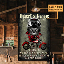 Personalized Cat Motorcycle Garage Classic Metal Sign