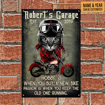 Personalized Cat Motorcycle Garage Classic Metal Sign