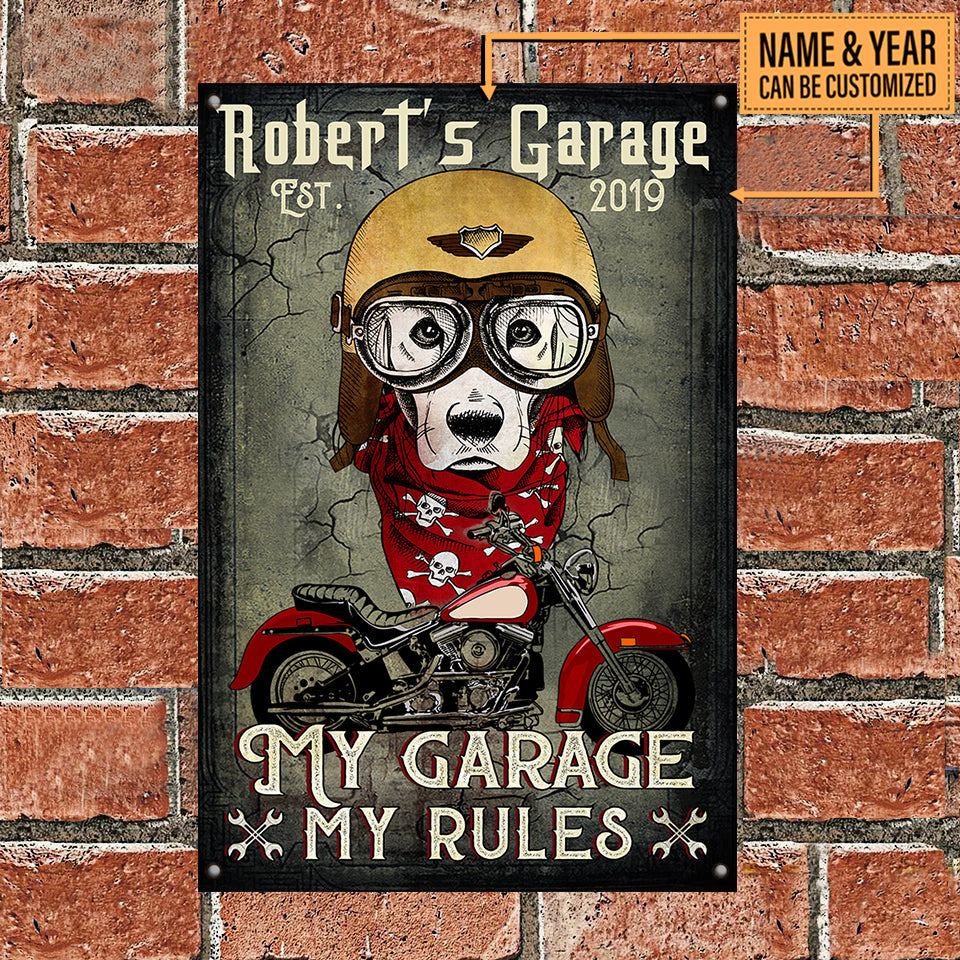Personalized Dog My Garage My Rules Classic Metal Sign