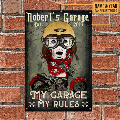 Personalized Dog My Garage My Rules Classic Metal Sign