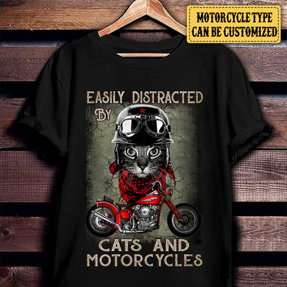 Personalized Easily Distracted By Cats And Motorcycles Shirt