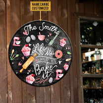 Personalized Life Is What You Bake It Wood Round Sign
