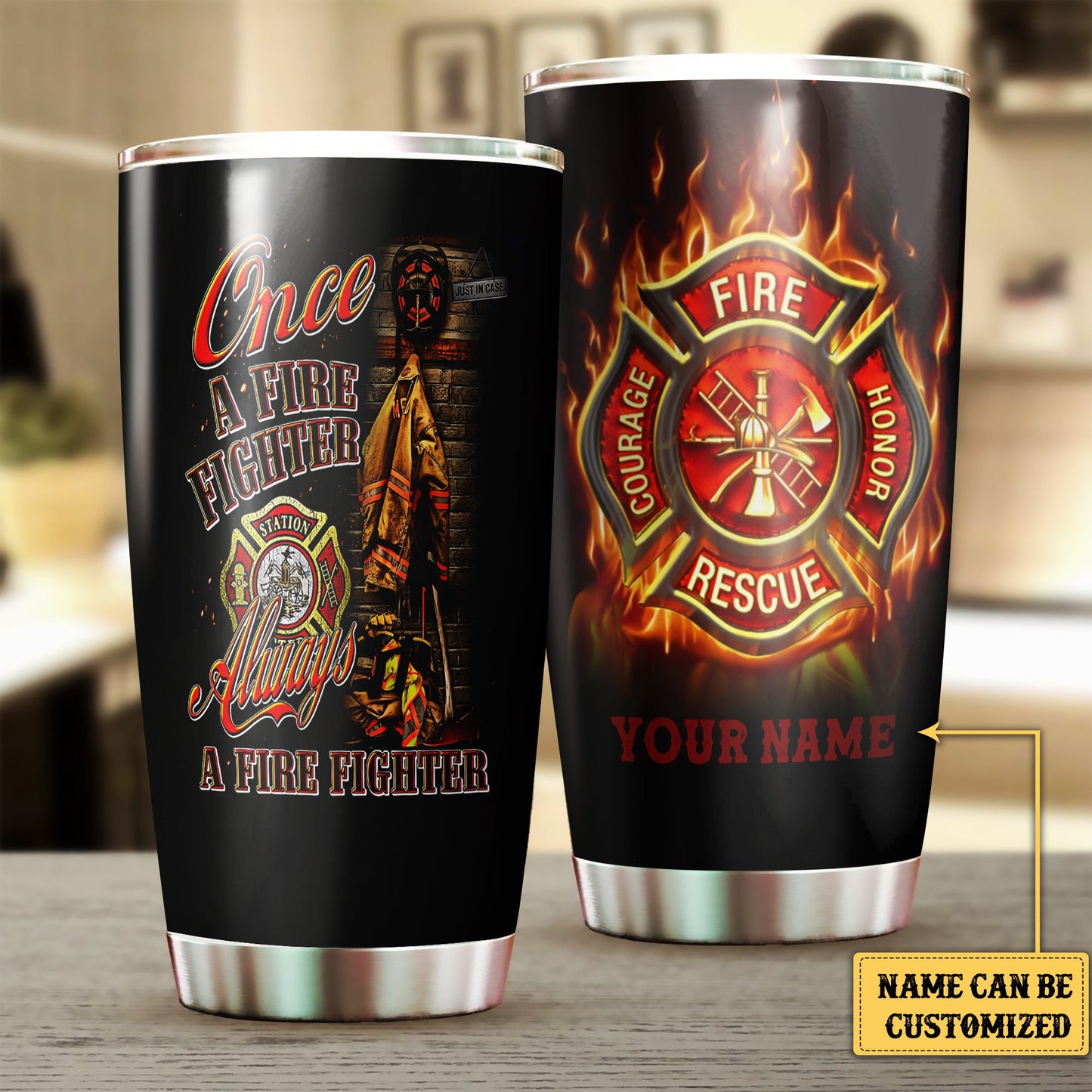 Personalized Once A Firefighter Always A Firefighter Tumbler