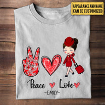 Personalized Peace Love Flight Attendant Shirt