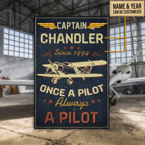 Personalized Once A Pilot Always A Pilot Caption Metal Sign