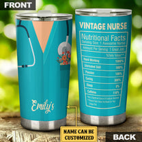 Personalized Vintage Nurse Nutritional Facts Tumbler