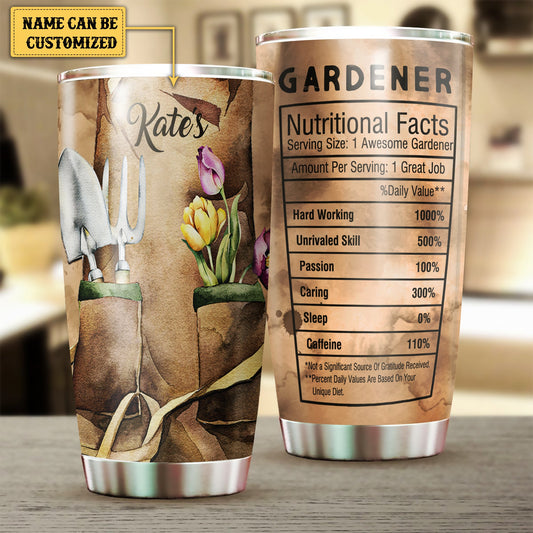 Personalized Gardening Nutritional Facts Tumbler
