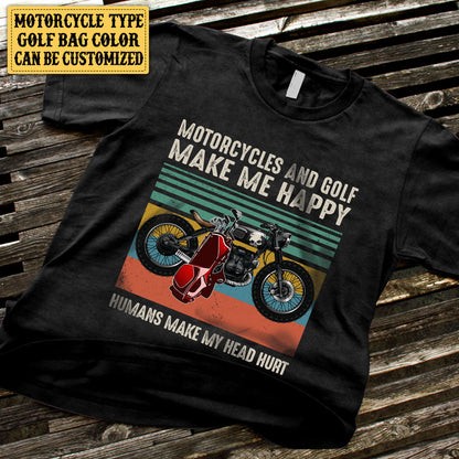 Personalized Motorcycles And Golf Make Me Happy Vintage Shirt