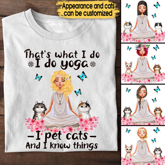 Personalized That's What I Do I Do Yoga I Pet Cats Shirt