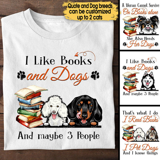 Personalized Love Reading Books And Dogs Shirt