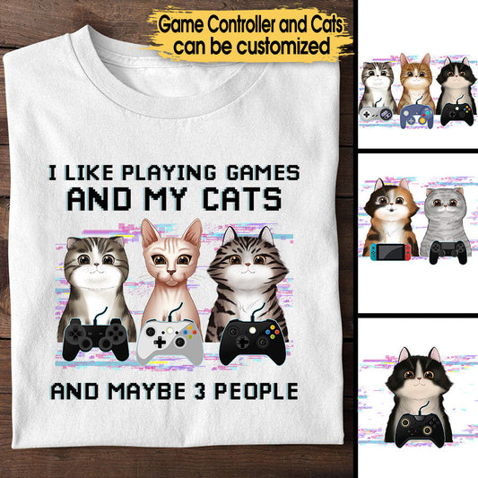 Personalized I Like Playing Games And My Cats Shirt