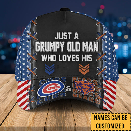 Just A Grumpy Old Man Who Loves His Teams - Customized Classic Cap - CCG