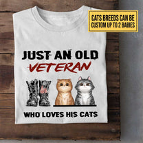 Personalized Just An Old Veteran Who Loves His Cats Shirt